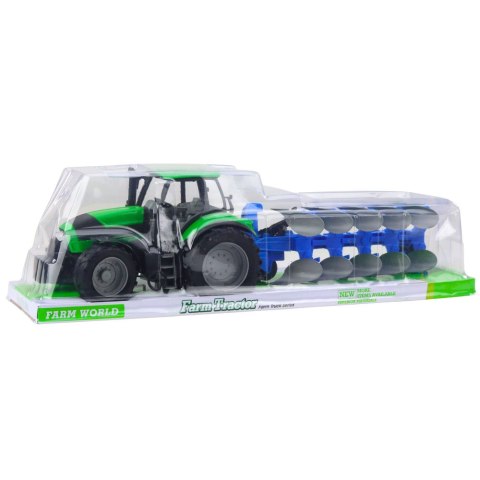 Traktor Rolniczy Farmerski Z Pługiem Napęd Zielony 50cm