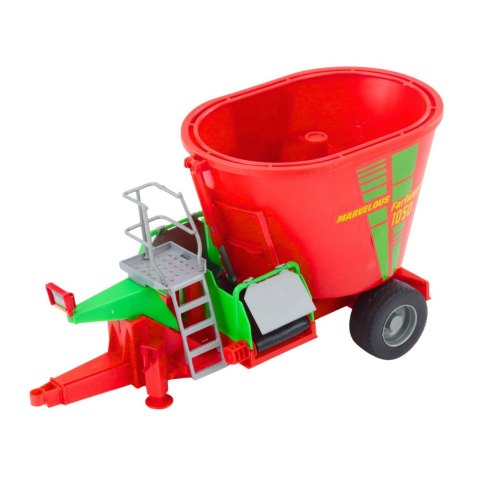 DUŻY TRAKTOR ROLNICZY CIĄGNIK FARMERSKI 60CM PRZYCZEPA MIESZALNIK PASZY ZIELONY