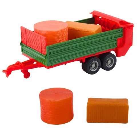 DUŻY TRAKTOR ROLNICZY CIĄGNIK FARMERSKI Z PRZYCZEPĄ I SIANEM 62CM NAPĘD