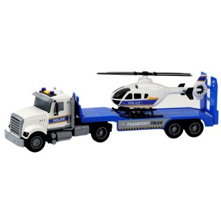 LAWETA CIĘŻARÓWKA INTERAKTYWNA POLICJA HELIKOPTER ŚWIATŁA DŹWIĘKI ZESTAW