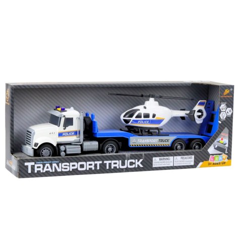 LAWETA CIĘŻARÓWKA INTERAKTYWNA POLICJA HELIKOPTER ŚWIATŁA DŹWIĘKI ZESTAW