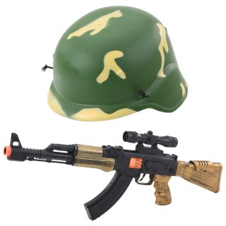 KARABIN Z KASKIEM ZESTAW MILITARNY WOJSKOWY DŹWIĘKI KASK Z GUMKĄ