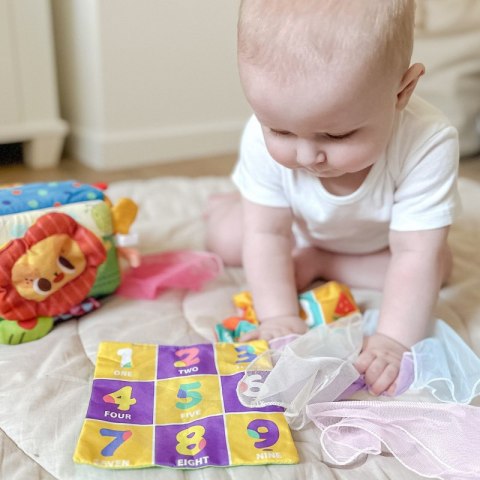 ZABAWKA EDUKACYJNA SENSORYCZNA PUDEŁECZKO CHUSTECZEK DLA DZIECI PREMIUM