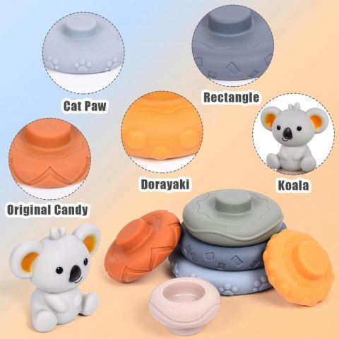 ZESTAW EDUKACYJNA PIRAMIDKA KOALA 2W1 GRYZAK DLA DZIECI EDUKACYJNY