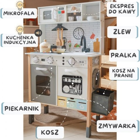 WOOPIE GREEN Drewniana Interaktywna Kuchnia 9w1 z Pralką i Tablicą