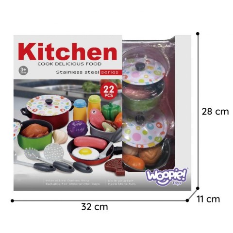 ZESTAW XXL KUCHARZA AKCESORIA PRZYBORY KUCHENNE 22 EL DLA DZIECI ZABAWA