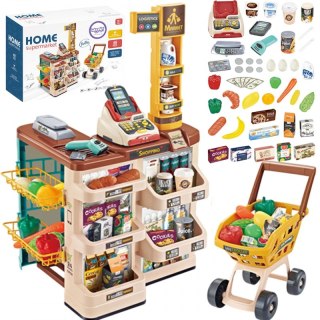 DUŻY SKLEP SUPERMARKET DLA DZIECI WÓZEK KASA SKLEPOWA SKANER ZESTAW 48EL.