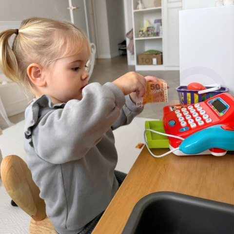 ELEKTRONICZNA KASA FISKALNA DLA DZIECI SKANER WYSUWANA KASETKA AKCESORIA
