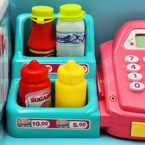 KASA SKLEPOWA DLA DZIECI KALKULATOR SKANER AKCESORIA PIENIĄDZE KARTY DŹWIĘK