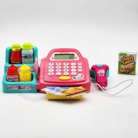 KASA SKLEPOWA DLA DZIECI KALKULATOR SKANER AKCESORIA PIENIĄDZE KARTY DŹWIĘK