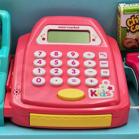 KASA SKLEPOWA DLA DZIECI KALKULATOR SKANER AKCESORIA PIENIĄDZE KARTY DŹWIĘK