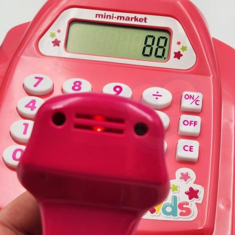 KASA SKLEPOWA DLA DZIECI KALKULATOR SKANER AKCESORIA PIENIĄDZE KARTY DŹWIĘK