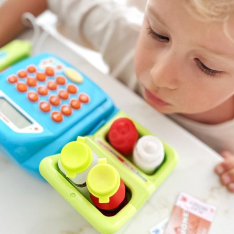 KASA SKLEPOWA FISKALNA DLA DZIECI AKCESORIA SKANER DŹWIĘK WYSUWANA SZUFLADA
