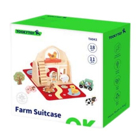 TOOKY TOY Drewniana Składana Farma w Walizce ze Zwierzątkami