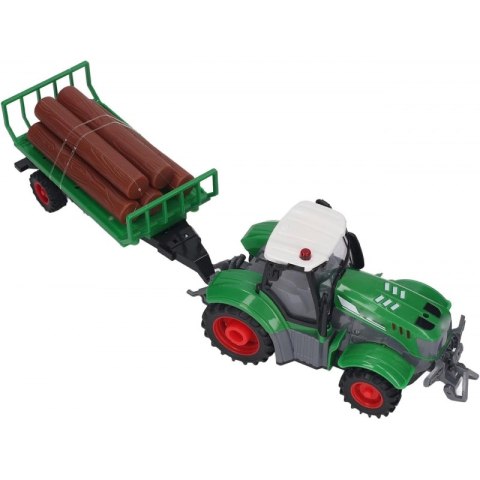TRAKTOR Z PRZYCZEPĄ NA PILOTA STEROWANY RC SKALA 1:24 ŚWIATŁA LED KOGUT