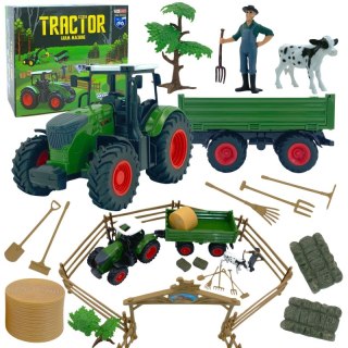 ZESTAW MINI FARMA TRAKTOR ZWIERZĘTA OSADA ROLNIK 1:24 POJAZD DLA DZIECI