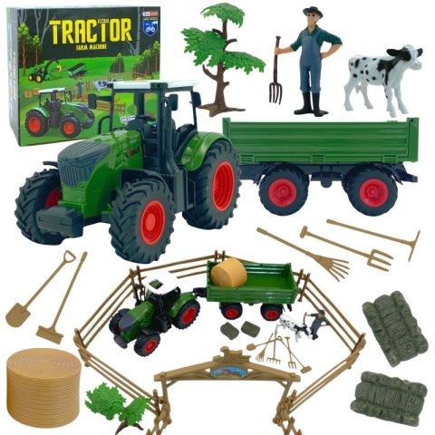 ZESTAW MINI FARMA TRAKTOR ZWIERZĘTA OSADA ROLNIK 1:24 POJAZD DLA DZIECI