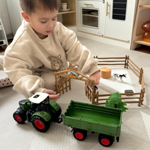 ZESTAW MINI FARMA TRAKTOR ZWIERZĘTA OSADA ROLNIK 1:24 POJAZD DLA DZIECI