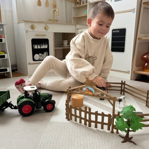 ZESTAW MINI FARMA TRAKTOR ZWIERZĘTA OSADA ROLNIK 1:24 POJAZD DLA DZIECI
