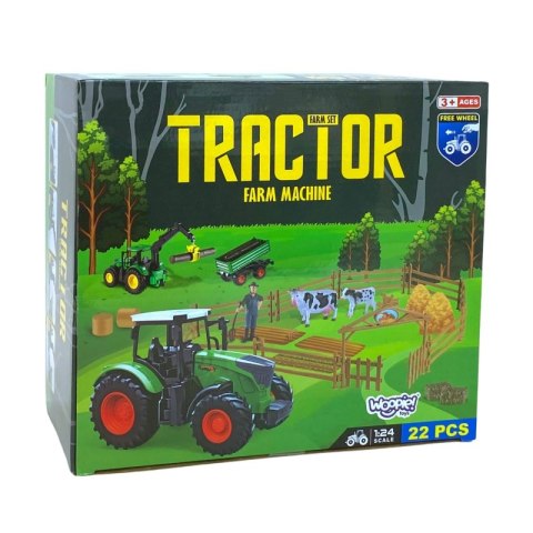 ZESTAW MINI FARMA TRAKTOR ZWIERZĘTA OSADA ROLNIK 1:24 POJAZD DLA DZIECI