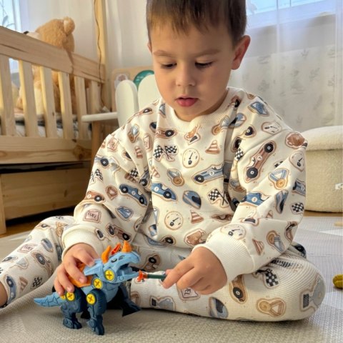 ZESTAW DINOZAURY DO SKRĘCANIA 3 SZT. KONSTRUKCYJNY W PUDEŁKU WIERTARKA