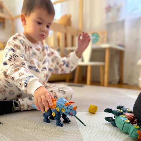 ZESTAW DINOZAURY DO SKRĘCANIA 3 SZT. KONSTRUKCYJNY W PUDEŁKU WIERTARKA