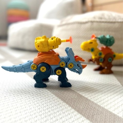 ZESTAW DINOZAURY DO SKRĘCANIA 3 SZT. KONSTRUKCYJNY W PUDEŁKU WIERTARKA