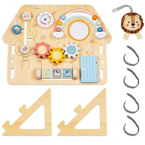 TOOKY TOY Duża Drewniana Tablica Manipulacyjna Domek - Centrum Aktywności