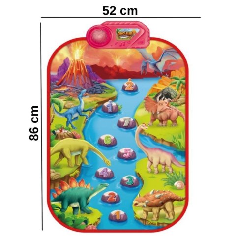 DUŻA MATA MUZYCZNA PIANINO XL DINOZAURY DLA DZIECI INTERAKTYWNA