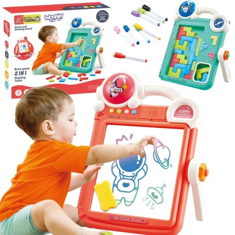 DWUSTRONNA TABLICA DO RYSOWANIA GRA TETRIS 2W1 DLA DZIECI POMARAŃCZOWA EDUKACYJNA