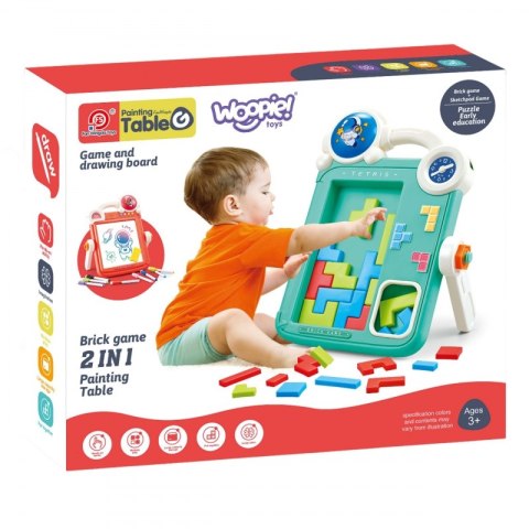 DWUSTRONNA TABLICA DO RYSOWANIA GRA TETRIS 2W1 DLA DZIECI POMARAŃCZOWA EDUKACYJNA