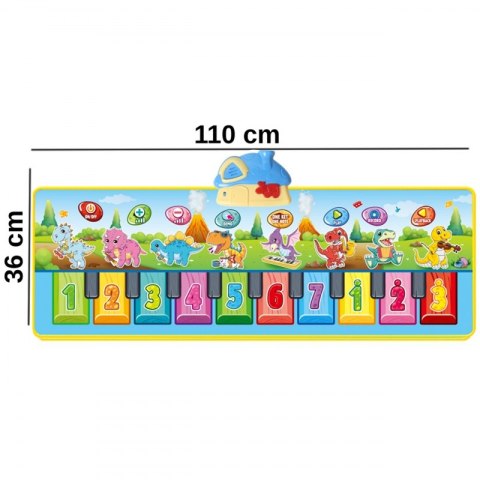 MATA MUZYCZNA XXL DINUSIE 2W1 PIANINKO DLA DZIECI MELODIE 110CM INTERAKTYWNA