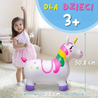 SKOCZEK GUMOWY DO SKAKANIA JEDNOROŻEC BIAŁY DLA DZIECI POMPKA KREATYWNY