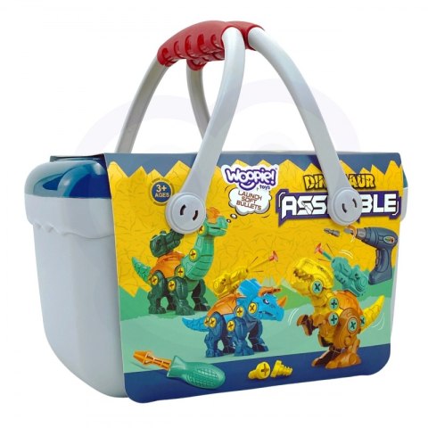 ZESTAW DINOZAURY DO SKRĘCANIA 3 SZT. KONSTRUKCYJNY W PUDEŁKU WIERTARKA