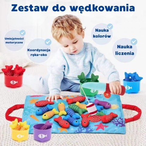 ZESTAW MAŁEGO WĘDKARZA NAUKA LICZENIA 22 EL EDUKACYJNE KREATYWNE MOTORYCZNE