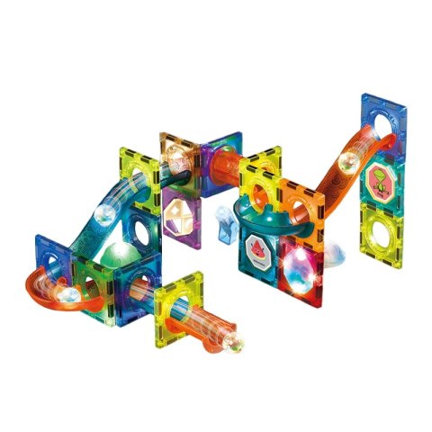 WOOPIE Klocki Magnetyczne Tor Kulkowy Świetlny Kulodrom 49 el.