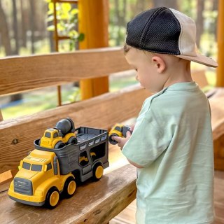 LAWETA ZESTAW 4W1 POJAZDY BUDOWLANE DLA DZIECI ZESTAW POJAZDÓW CIĘŻARÓWKA