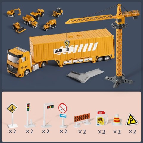 WOOPIE Samochód Ciężarowy 6w1 Zestaw Budowy Dźwig Resoraki Akcesoria