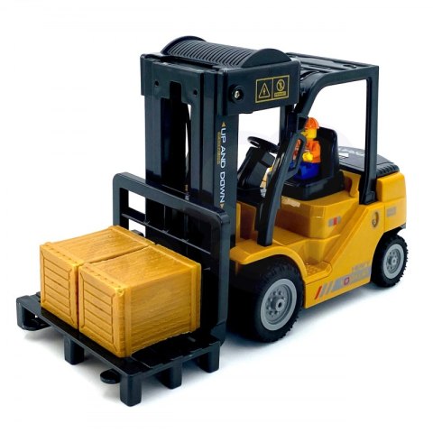 WÓZEK WIDŁOWY ZDALNIE STEROWANY 1:24 FUNKCJE PARA DŹWIĘKI ŚWIATŁA PILOT 2.4G