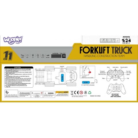 WÓZEK WIDŁOWY ZDALNIE STEROWANY 1:24 FUNKCJE PARA DŹWIĘKI ŚWIATŁA PILOT 2.4G