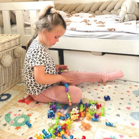 KLOCKI KONSTRUKCYJNE Z PRZYSSAWKAMI ZWARIOWANE ZWIERZAKI EDUKACYJNE KREATYWNE