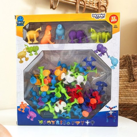 KLOCKI KONSTRUKCYJNE Z PRZYSSAWKAMI ZWARIOWANE ZWIERZAKI EDUKACYJNE KREATYWNE