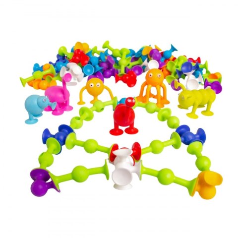 KLOCKI KONSTRUKCYJNE Z PRZYSSAWKAMI ZWARIOWANE ZWIERZAKI EDUKACYJNE KREATYWNE