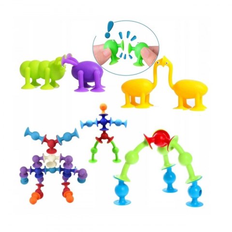 KLOCKI KONSTRUKCYJNE Z PRZYSSAWKAMI ZWARIOWANE ZWIERZAKI EDUKACYJNE KREATYWNE