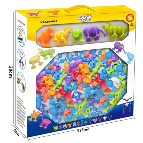 KLOCKI KONSTRUKCYJNE Z PRZYSSAWKAMI ZWARIOWANE ZWIERZAKI EDUKACYJNE KREATYWNE