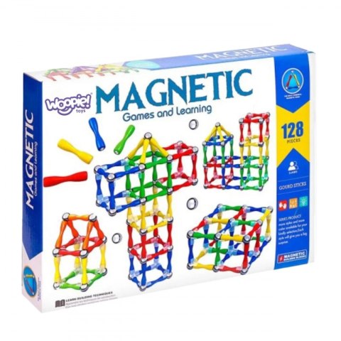 KLOCKI MAGNETYCZNE KONSTRUKCYJNE 3D 128 EL. XXL EDUKACYJNE KREATYWNE TRWAŁE