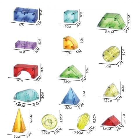 WOOPIE Klocki Magnetyczne Konstrukcyjne Sześciany 3D Zestaw Edukacyjny 63 el.