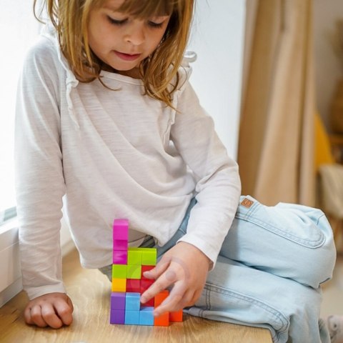 UKŁADANKA KOSTKA TETRIS Z ZESTAWEM KART EDUKACYJNA DLA DZIECI