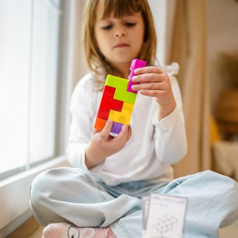 UKŁADANKA KOSTKA TETRIS Z ZESTAWEM KART EDUKACYJNA DLA DZIECI