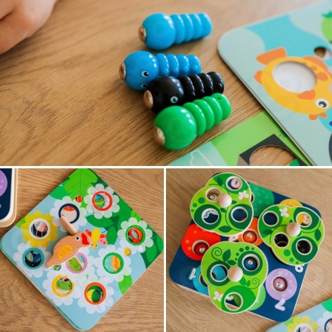 DREWNIANA GRA ZRĘCZNOŚCIOWA 2W1 WYCIĄGNIJ ROBACZKI DLA DZIECI EDUKACYJNE